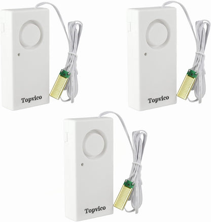 Water Leak Sensor Detector, 120dB, 37.8 Inches Cable, 3 Packs | Flood Alarm for Basement, Under Sink, Sump Pump, RV, Kitchen, Water Heater, Apartment Management, Moisture, Battery Operated