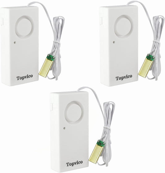 Water Leak Sensor Detector, 120dB, 37.8 Inches Cable, 3 Packs | Flood Alarm for Basement, Under Sink, Sump Pump, RV, Kitchen, Water Heater, Apartment Management, Moisture, Battery Operated