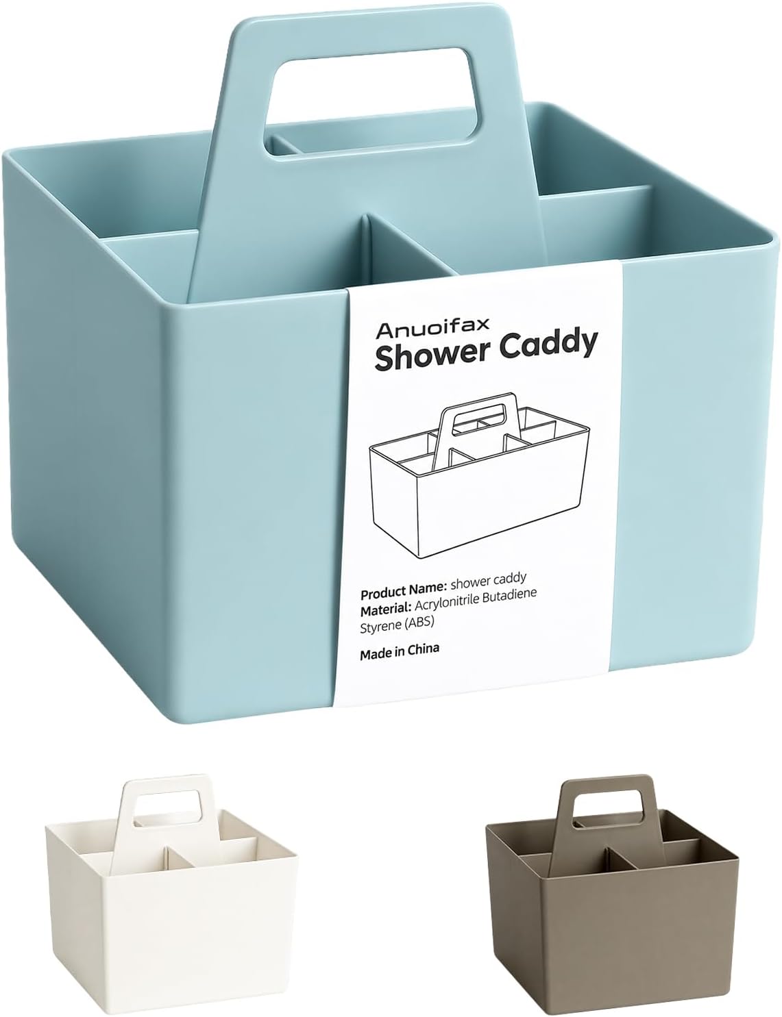 Anyoifax Portable Shower Caddy with Removable Compartment, Large Gray | Plastic Shower Basket Bathroom Caddy Organizer with Handle, College Dorm Storage, Baby Bath Essential, Cleaning Supply Caddy