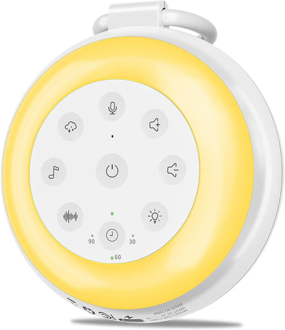 MEGATEK Portable Sound Machine for Sleeping, White Noise Machine with 24 Soothing Sounds, Bluetooth Speaker, Rechargeable, Dimmable Night Light, 180s Voice Recording, Sleep Timer