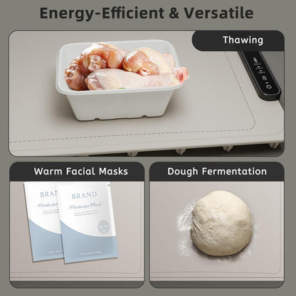 Food Warming Mat, Silicone Electric Warming Tray with 3 Modes Temperature & Fast Heating, Raised Feet Protects Table, Roll Up Buffet Hot Plates Heat Pad, Portable Food Warmer for Parties Home Travel