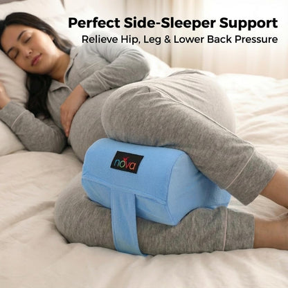 NOVA Leg Spacer Knee Pillow – Orthopedic Foam Knee Support Cushion for Side Sleepers, Pressure Relief for Hips, Legs & Lower Back, Standard Size, Soft Terry Cloth Removable Washable Cover