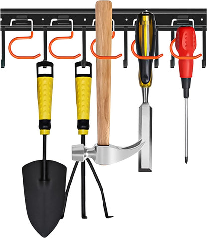 TVKB 68'' All Metal Garden Tool Organizer Adjustable Garage Tool Organizer Wall Mount Garage Organizers and Storage with Heavy Duty Hooks Tool Hangers for Garage Wall, Shed, Garden