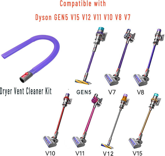 Dryer Vent Cleaner Kit for Dyson V15 V15s V12 V11 V10 V8 V7 Gen5 | 34" Flexible Crevice Tool, Cleaning Hose Attachment, Prevents Dryer Fires,Fits Tight Crevices for Car Detailing,Corners,Gaps