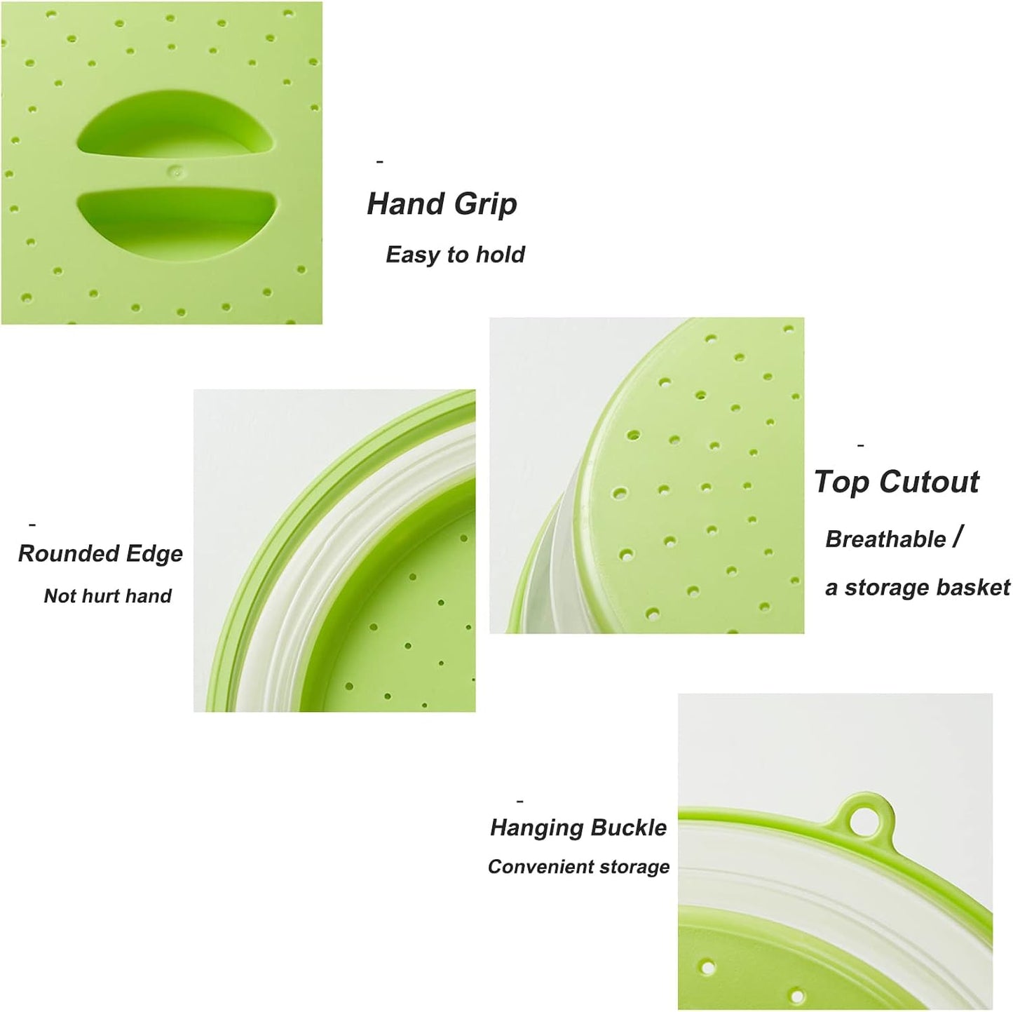 2 Pack Upgraded Collapsible Microwave Lid, Vented Microwave Splatter Cover, 10.5 inches Plate Cover with Hook Hole, Vegetable Fruit Colander Multi-function Kitchen Gadget