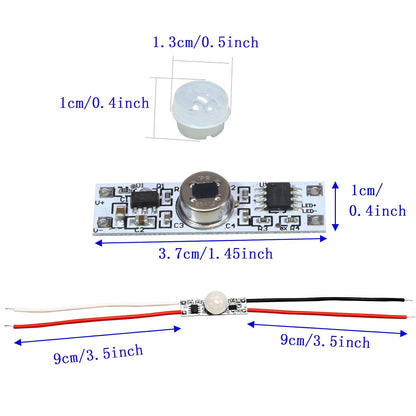 Motion Sensor Switch, DC 3.7v to 24V 4A PIR Motion Sensor for LED Lights, Mini Infrared Sensor Switch That can be Built into The Light bar or Box (3 Pieces 1037）, 3pieces 1037