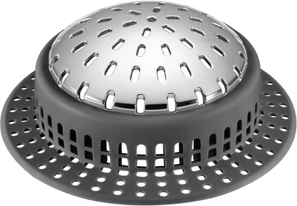 Aluvor Bathtub Drain Hair Catcher Shower Drain Cover Sink Drain Protector | Bathroom Sink & Bathtub Drain Strainer for Pop-Up & Regular Drains, grey