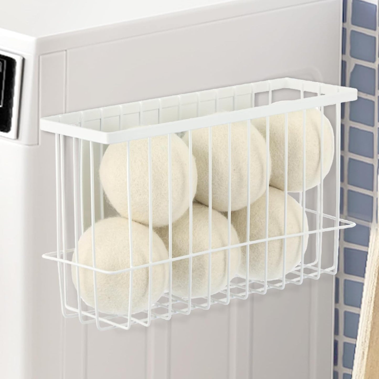 Magnetic Dryer Ball Holder for Laundry Room Dryer Ball Organization, Magnetic Lint Bin for Laundry Room Wool Dryer Ball Organizer, Iron Dryer Ball Container for Laundry Room Storage（Black）