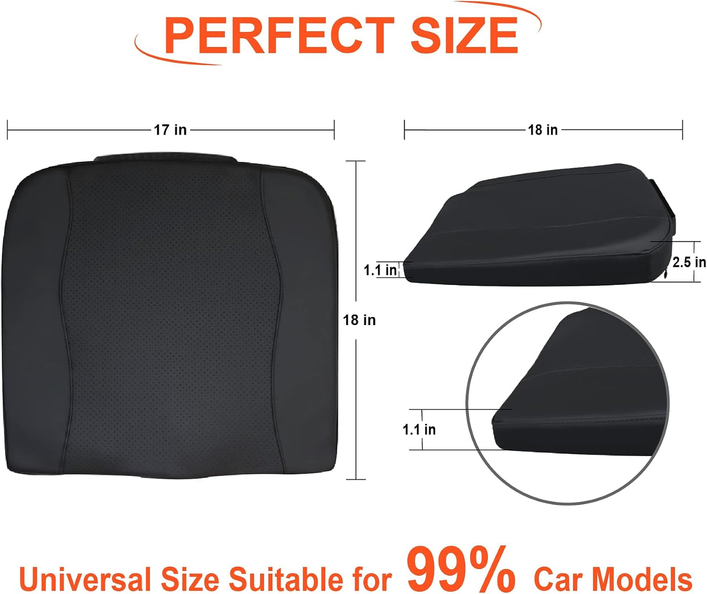 Lofty Aim Car Seat Cushion, Memory Foam Car Seat Cushions for Long Driving | Comfy Car Seat Pillow for Pain Relief, Driver Seat Cushion Adds Height, Butt Cushion for Car, Truck, Office Chair, Black