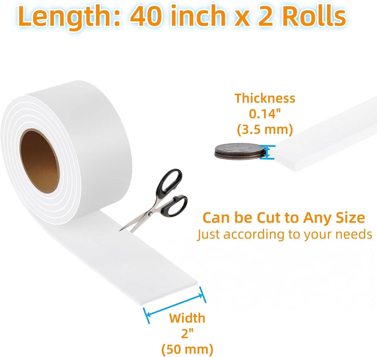 Felt Strips with Adhesive Backing Heavy Duty Cuttable Felt Tape Roll Furniture Pads for Chair Legs - Protecting Hardwood Floors, Chair Wall Protector (Black, 80 x 0.5 x 0.14 Inch)