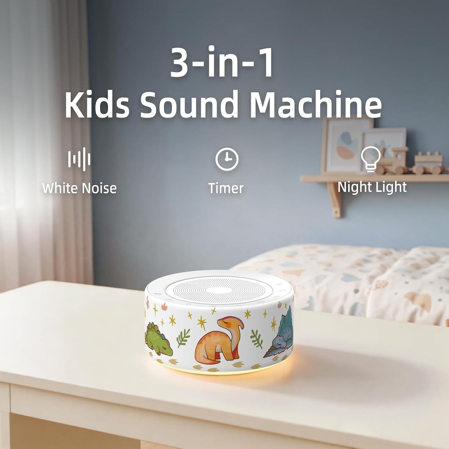 Kipcush White Noise Machine for Baby & Adults, 30 Soothing Sounds, Sleep Sound Machine with 8 Color Night Light, Memory Function, White Noise for Sleeping, Nursery, Office, Travel & Relaxation