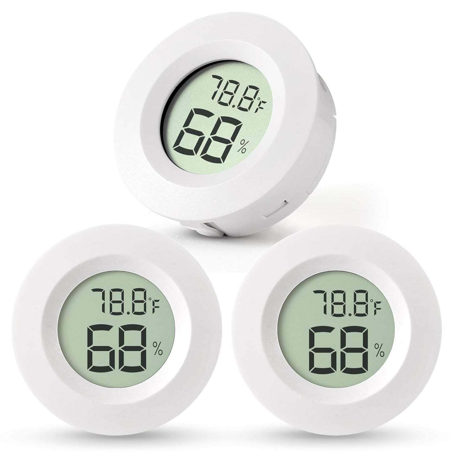 Atogou 3-Pack Mini Hygrometer & Thermometer, Indoor Digital Humidity Meter | ℉/℃, Outdoor Gauge Temperature for Home, Office, Reptile, Car, Greenhouse, Lab, Terrarium, Cellar.. A01 White