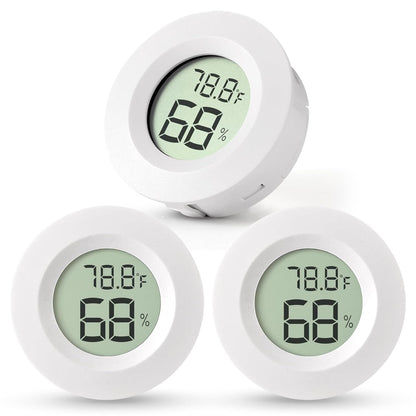 Atogou 3-Pack Mini Hygrometer & Thermometer, Indoor Digital Humidity Meter | ℉/℃, Outdoor Gauge Temperature for Home, Office, Reptile, Car, Greenhouse, Lab, Terrarium, Cellar.. A01 White