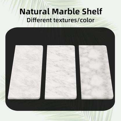 Gypie Marble Toilet Paper Holder with Shelf, Wall Mounted Matte Black | Stainless Steel Tissue Roll Paper Holder Dispenser for Bathroom Washroom