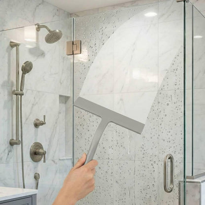 Shower Squeegee for Glass Doors, Hang Anywhere Silicone Shower Squeegee with Hook Design for Easy Hanging and Cleaning (Black)