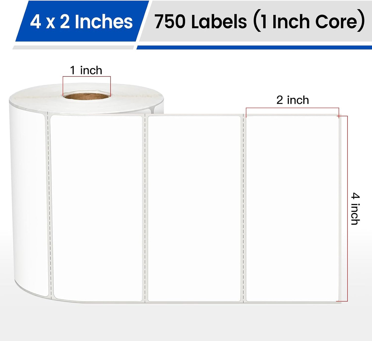 L LIKED 2" x 1" Thermal Labels, Blank Removable Labels with No Residue, Water and Oil Resistant, Use for Both Home and Office (1 Roll, 1300 Labels)