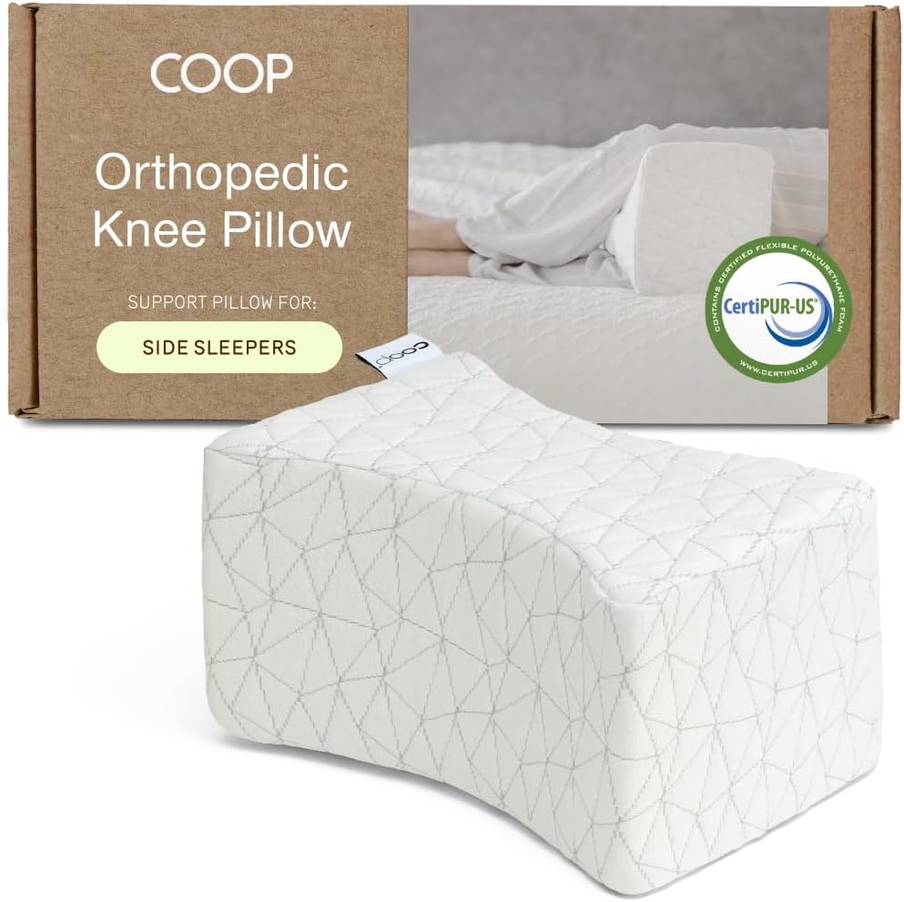Coop Home Goods Four Position Adjustable Support Pillow, 21 x 8 Half-Moon Shape with Memory Foam Insert, Wedge Pillow for Knee, Leg, Neck, Lumbar and Pressure Points Support