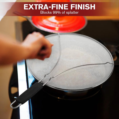 Silicone Splatter Screen for Frying Pan,Grease Splatter Guard,Heat-Resistant Splatter Guards for Cooking,Dishwasher Safe (9.8", 11.4", 13")