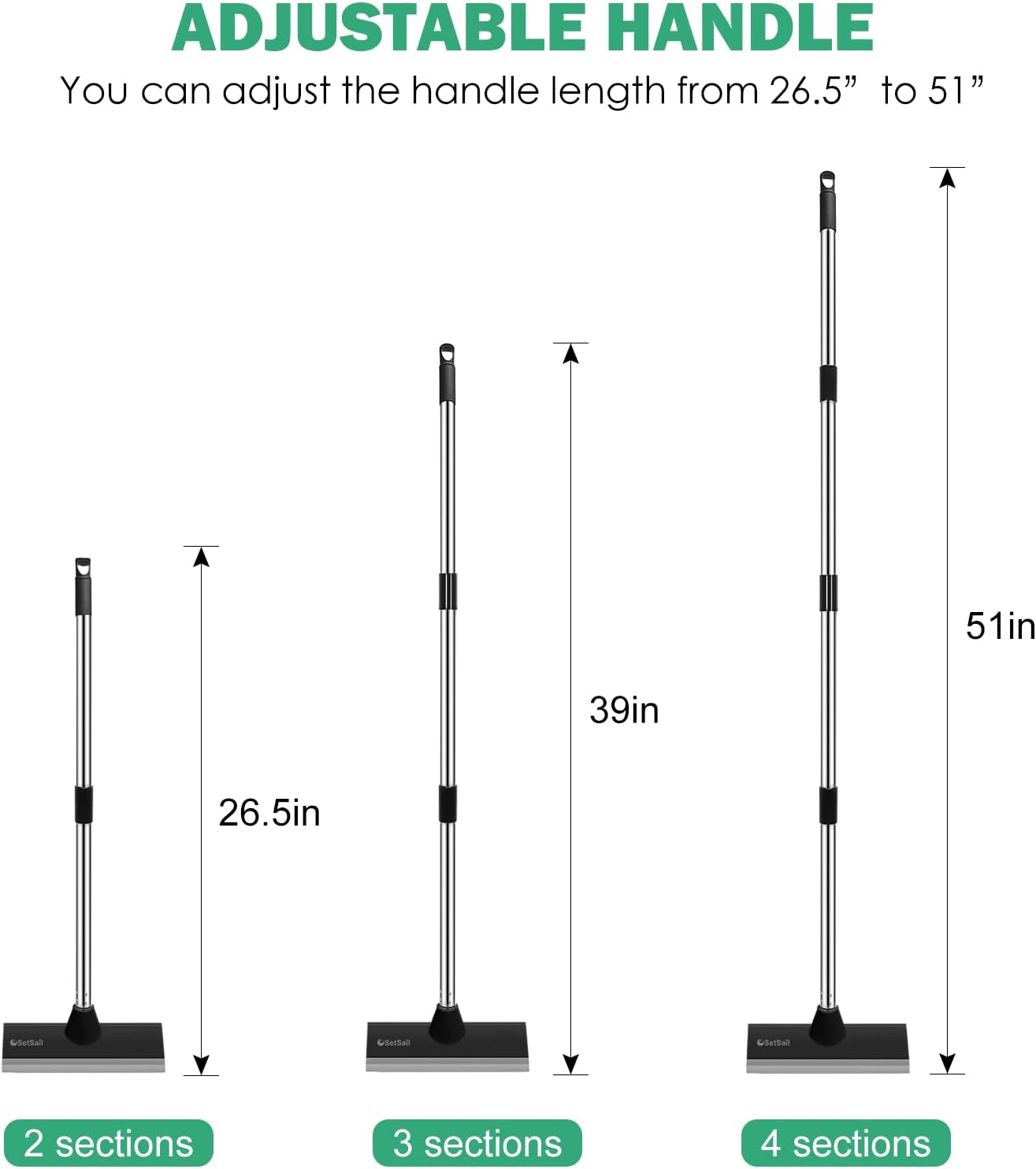 SetSail Floor Scrub Brush with 51-Inch Long Adjustable Handle 2 in 1 Scrape Brush Stiff Bristle Floor Scrubber for Cleaning Shower Bathroom Garage Kitchen Wall Deck Tub Tile | 2 in 1 Scrape Brush Stiff Bristle Floor Scrubber for Cleaning Shower Bathroom