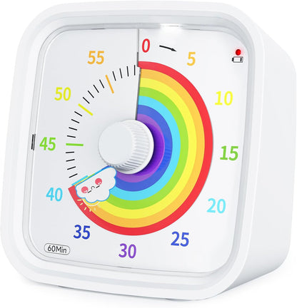 Yunbaoit Rainbow Visual Timer for Kids, 60-min Countdown Timer, Blue | Protective Case, No Ticking, Mute and Ringing Alarm Available, Time Management Tool, Low Power Reminder, for Study,Game,Work