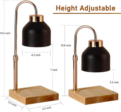 ANFOOS Candle Warmer Lamp with Timer and Dimmer, Adjustable Height Flameless Wax Melter for Jar Candles, 4-Level Brightness Control Electric Candle Warmer with 2 Bulbs, Home Decor Gift