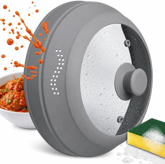 Microwave Food Splatter Cover Guard – Glass Silicone, Collapsible, BPA-Free