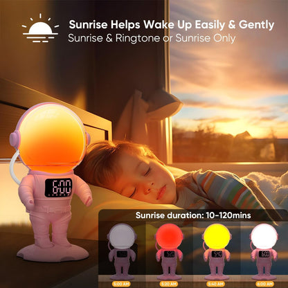 AFEXOA Astronaut Sunrise Alarm Clock with Wake Up Light for Kids