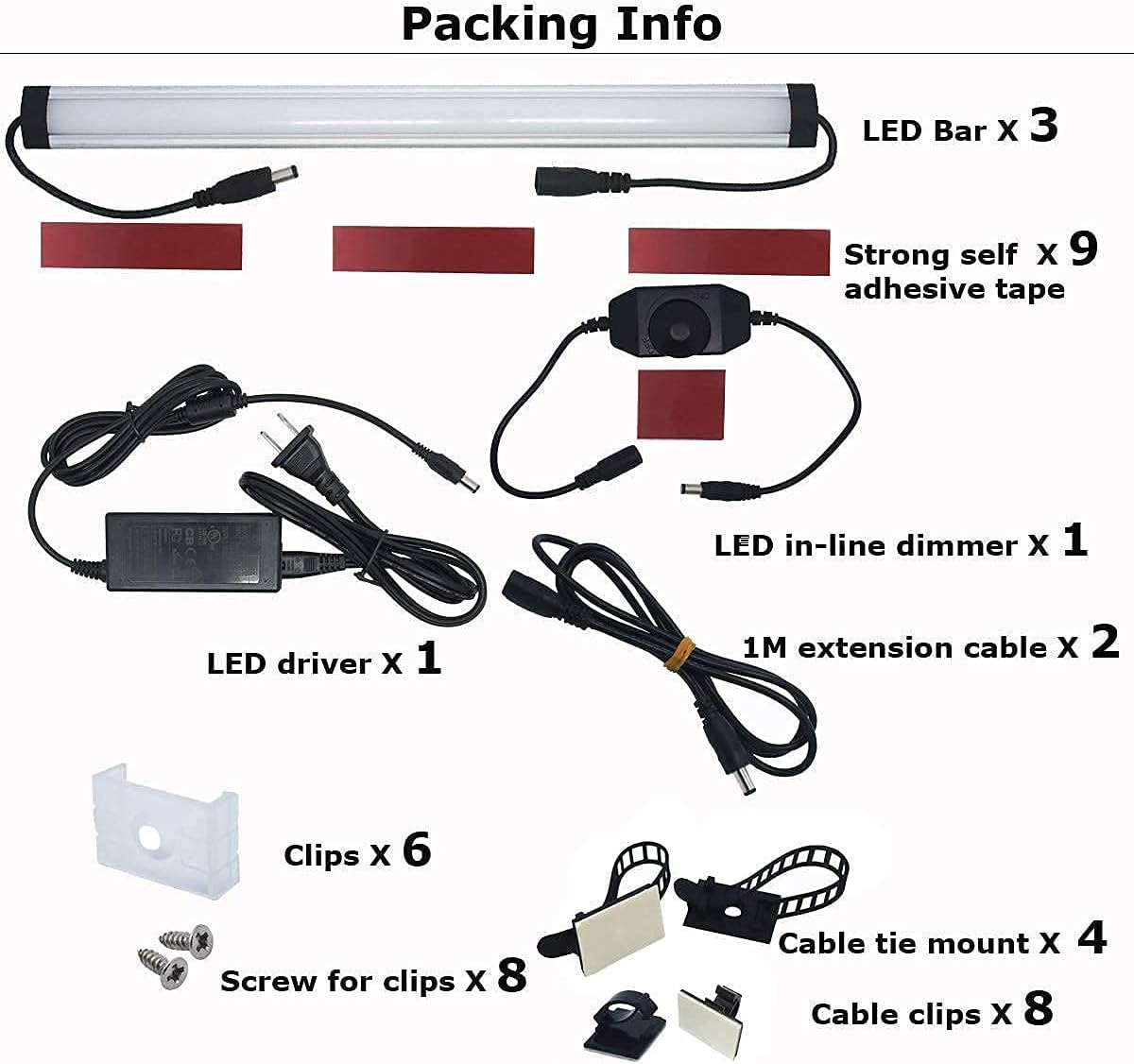 Motion Sensor Cabinet LED Lighting Kit. Plug in. Perfect to Work as Motion Activated Lighting for Under Cabinets Closets Wardrobe Hallway Stair Beds Garage Kitchen. 3-Light-Bar. Warm White 3000K