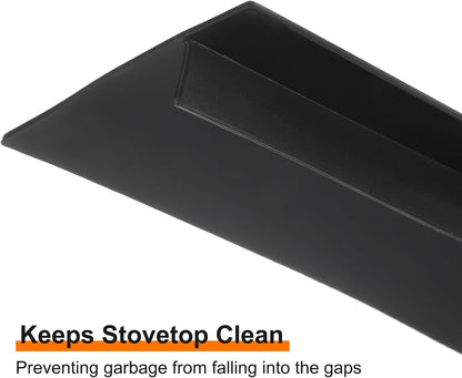 uxcell 1Pcs Kitchen Stove Counter Gap Cover 30"/762mm Silicone Can Be Cut to Any Size Long Kitchen Range Gap Filler for Keeps Stovetop Clean, Black