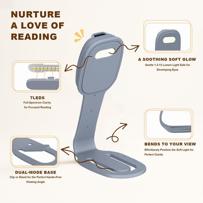 Rechargeable Kids Book Light, Cute Bookmark Reading Light for Kids, Dimmable Portable LED Book Light for Reading in Bed, Eye-Caring Bedtime Reading Lamp for Children & Travel, Brown