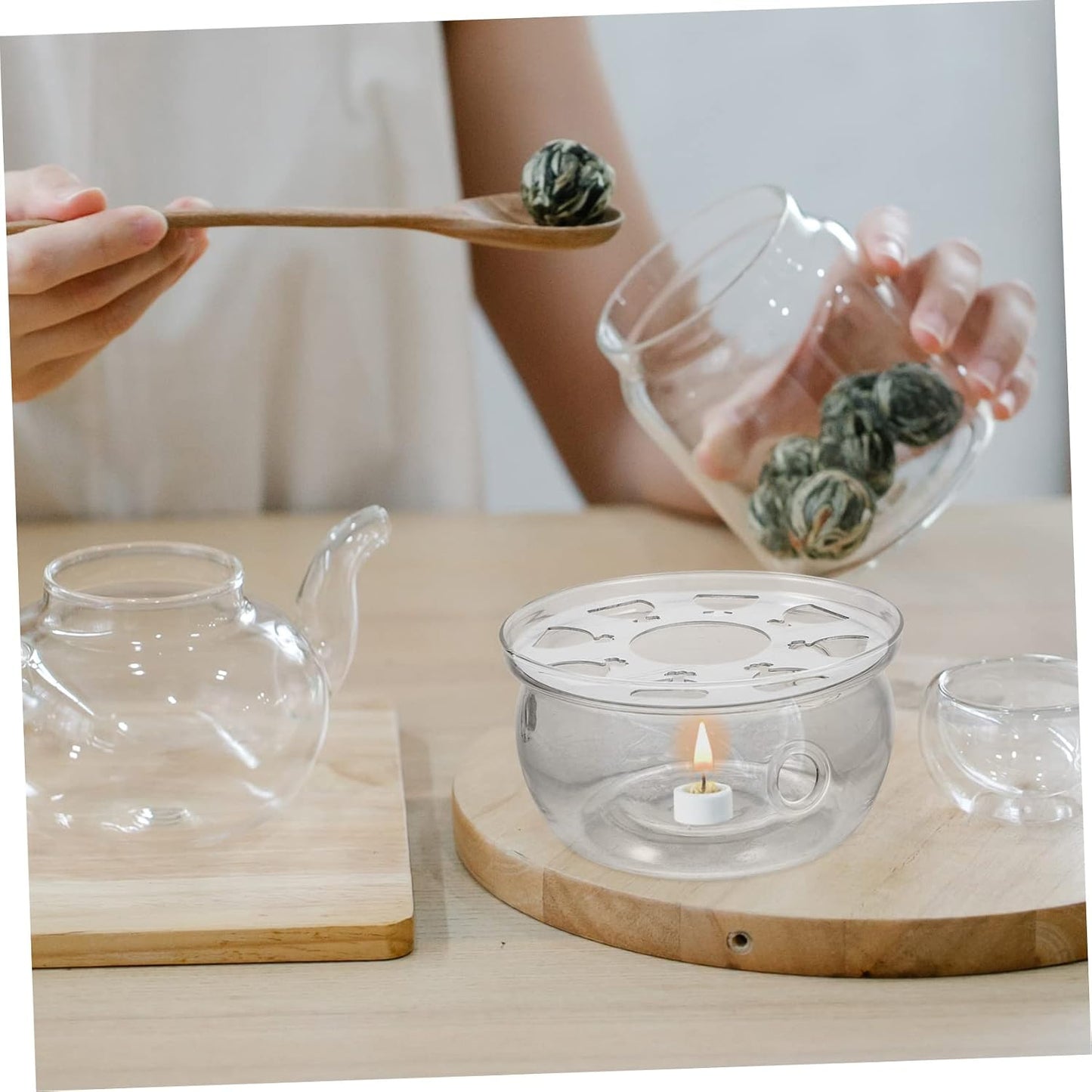 Zerodeko Transparent Teapot Heating Base Insulation Stove for Kung Fu Tea Glass Teapot Warmer Compact Design for Home Decor Daily Use Tea Accessory