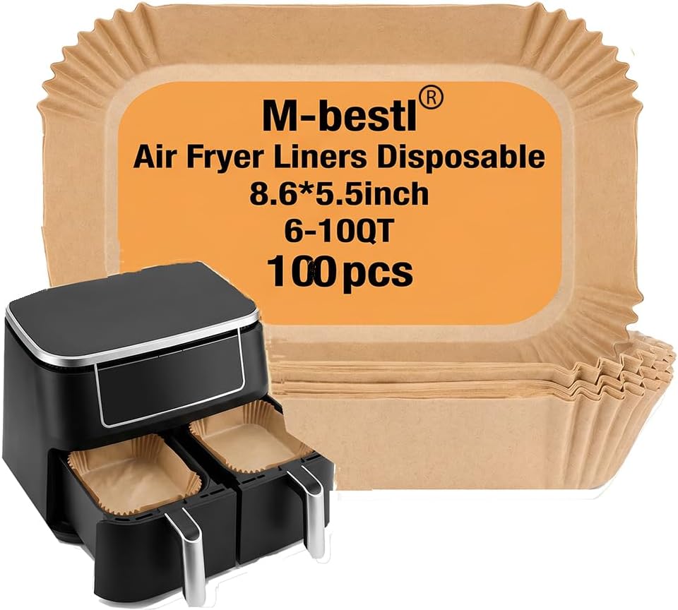 7.5 Inch Air Fryer Parchment Paper Liners Square,150 Pcs Non-stick &Oil-proof Air Fryer Liners Disposable for 2-5 QT Frying,Baking,Roast
