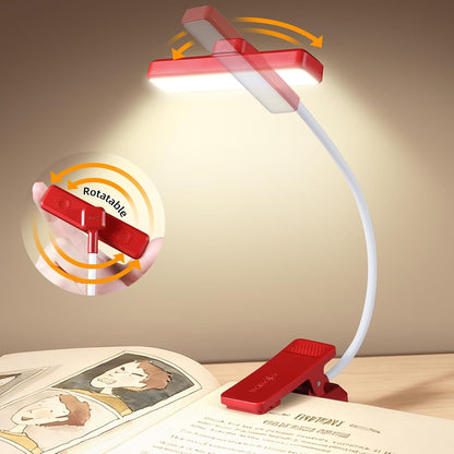 VAVOFO Rechargeable Book Light Rotatable：24 LEDs Reading Light, 3-Color & 9-Brightness Book Lamp, Eye Cared 120Hrs Runtime Lightweight Clip on Led Light for Book Lovers (Black)