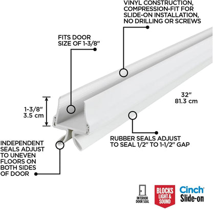 M-D Building Cinch® Slide-On U-Shaped Vinyl UDS, Brown, 36in 2pk | Rigid and Flexible Vinyl, Blocks Drafts Moisture Dust Insects, Compression Fit, No Hardware Required, Cut-to-Length