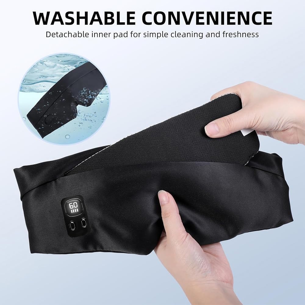 HomeBeyond Heated Eye Mask, Cordless Rechargeable 4 Heat Levels 4-Level Timing Washable Cover, Sleep Masks for Eye Relief, Improved Sleep