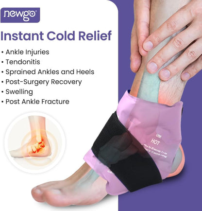 NEWGO Ankle Ice Wrap – Reusable Cold Pack for Swelling & Post-Surgery | Reusable Gel Ice Wrap for Ankle, Cold Therapy for Sprains, Swelling, and Post-surgery Recovery, Ideal for Ankle Injuries