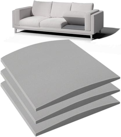 Couch Cushion Support for Sagging Seat, 20"x20"x2" 40D High Density Curved Foam Sofa Cushion Support, Under-Cushion Sag Repair,Grey Set of 3