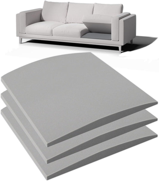 Couch Cushion Support for Sagging Seat, 20"x20"x2" 40D High Density Curved Foam Sofa Cushion Support, Under-Cushion Sag Repair,Grey Set of 3