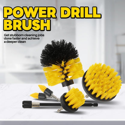 6Pcs Drill Brush Cleaning Kit with Extendable Rod, Yellow | Power Scrubber Attachments, For Shower, Tub, Tile, Grout, For Kitchen and Car