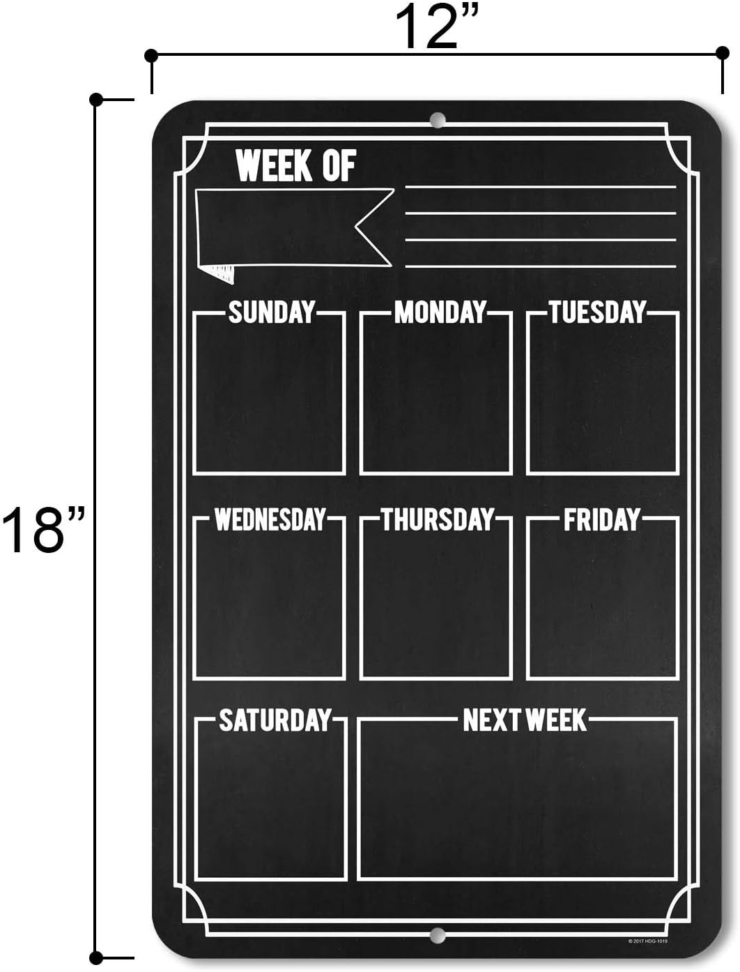 Chalkboard Style Weekly Food Menu Board Kitchen HDG-1018 | 12 x 18 Inch Aluminum Weekly Menu Planner, Reusable Meal Planning Board for Kitchen & Family Organization
