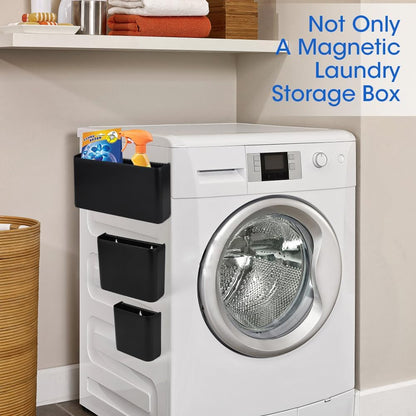 Picowe Magnetic Laundry Storage, Large Lint Holder Bin, Space-Saving Trash Container Hanging on Dryer, Washer or Wall Mount (Gray White)