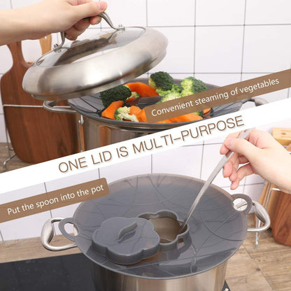 Silicone Spill Stopper Lid, Silicone Boil Over Safeguard Anti Spill Lid Cover Multi-Function Kitchen Cooking Tool for Cooking Pots from 7-10inches