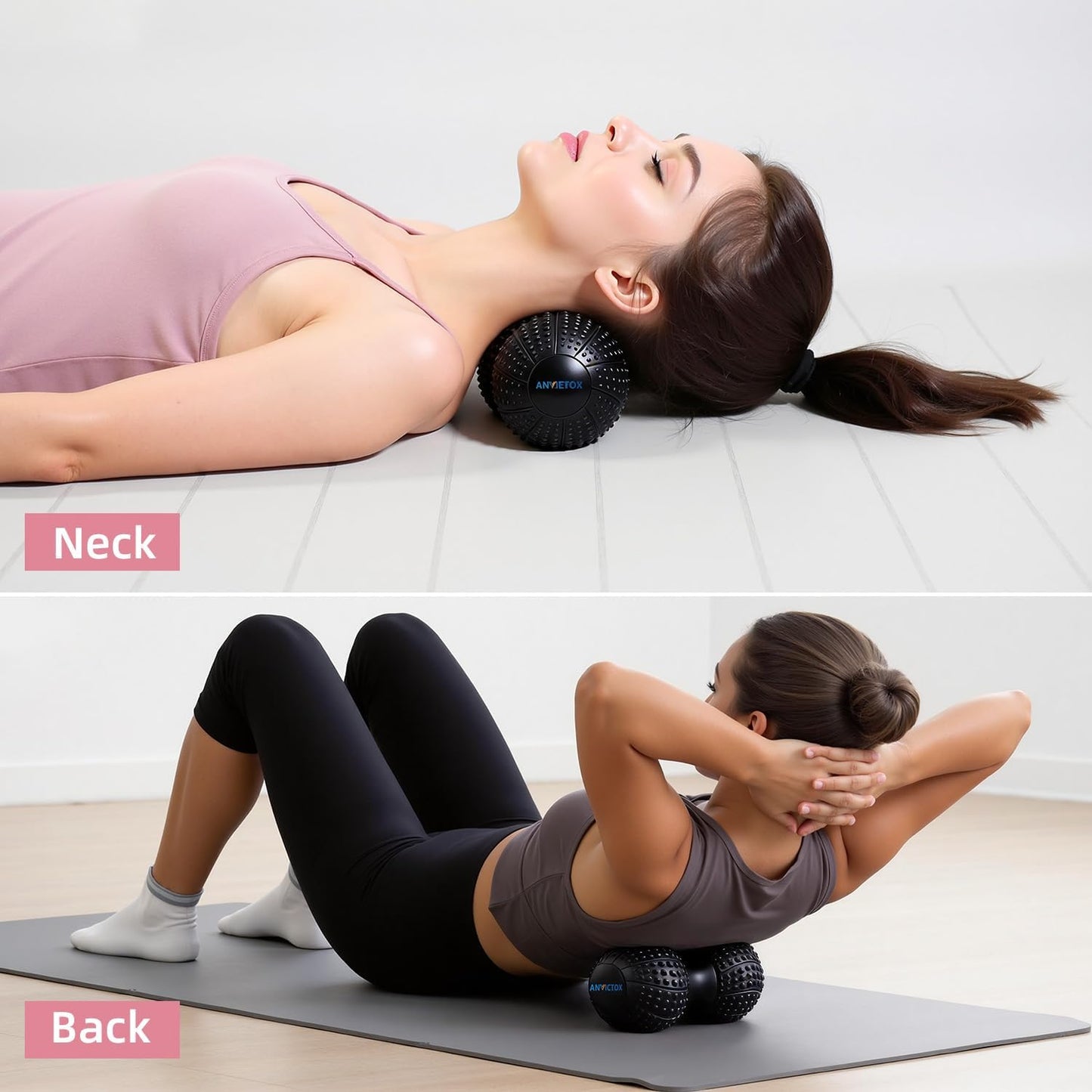 8 Inch Large Peanut Massage Ball Roller for Large Muscle Groups, Deep Tissue Double Massage Ball for Neck,Back,Leg,Low Back,Peanut Myofascia Release Ball for Muscle Knots&Physical Therapy