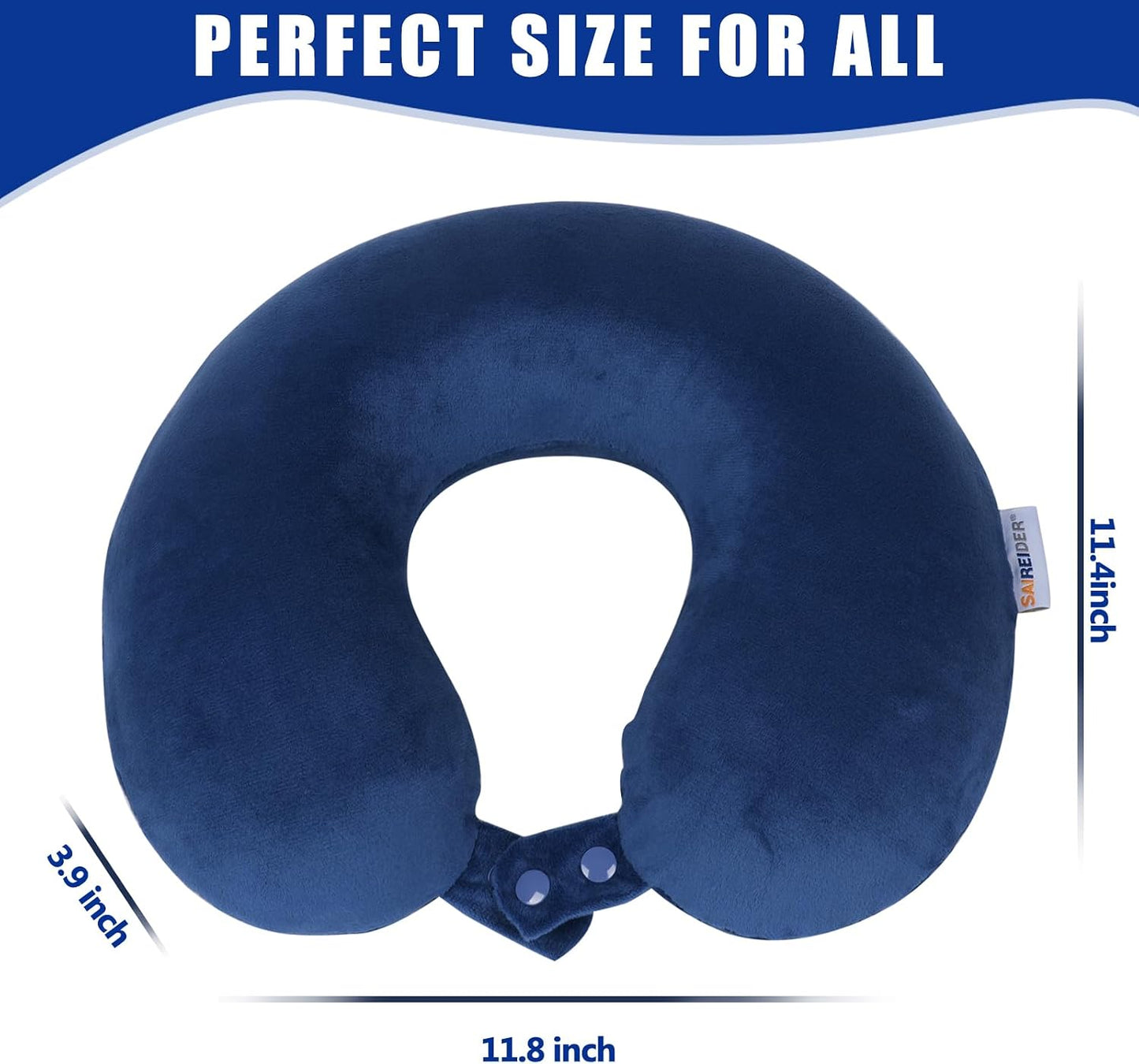 SAIREIDER Travel Pillow 100% Pure Memory Foam Travel Neck Pillow, Airplane Pillow for Traveling、Car、Home、Office，Washable Cover（Black）