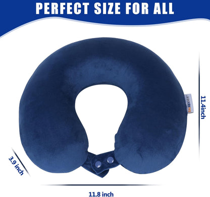 SAIREIDER Travel Pillow 100% Pure Memory Foam Travel Neck Pillow, Airplane Pillow for Traveling、Car、Home、Office，Washable Cover（Black）