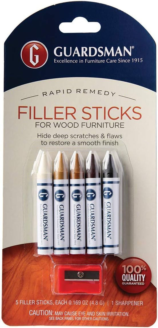 Guardsman Wood Furniture Markers and Wax Wood Filler Sticks | Furniture Scratch Repair Kit for Wood Floors, Cabinets, Chairs, and Furnishings, 3 Colors, Brown Tones