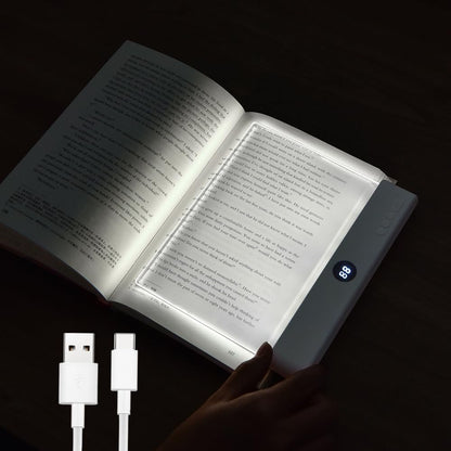 Amber Book Light, Rechargeable Clear LED Flat Reading Light with 3 Colors & Timer, Dimmable Panel Plate Lamp Book Full Page Light for Reading in Bed at Night, Funny Gifts for Readers Book Lovers