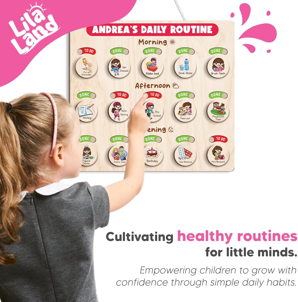 Wooden Chore Chart for Kids, Wooden Daily Routine Chart for Kids, Visual Schedule for Kids, Chore Reward Chart, Bedtime Morning Routine Chart for Toddlers