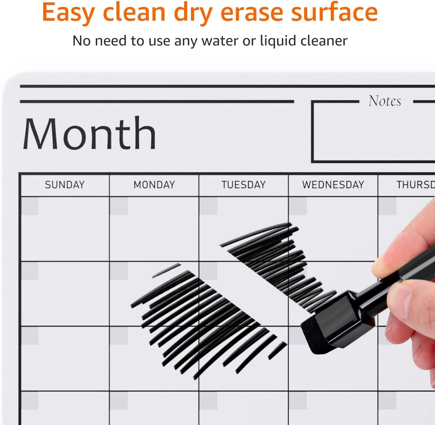 Amazon Basics Magnetic Dry Erase Whiteboard Calendar for Fridge, Easy to Clean, Schedule Organizer, 12" x 17", Includes 4 Markers and Eraser