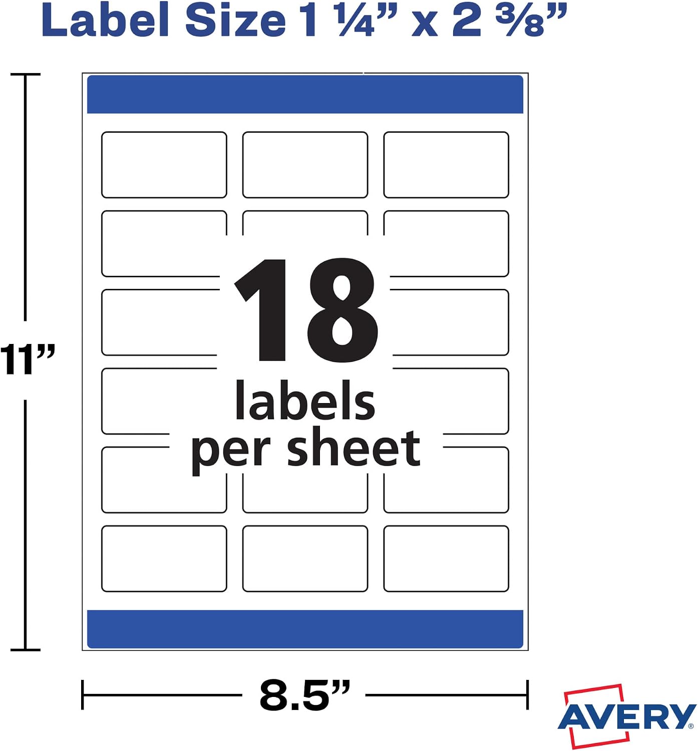 Avery Printable Dissolvable Rectangle Labels, 1-1/4" x 2-3/8", White, 90 Customizable Labels (4224)